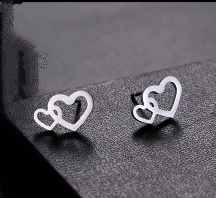 Heart-shaped steel earrings